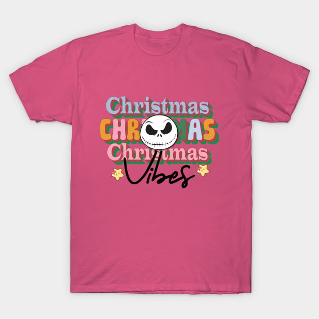 Jack Skellington Retro Christmas Vibes T-Shirt by JDVNart